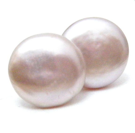 Pink Coin Stud Earrings on Silver
